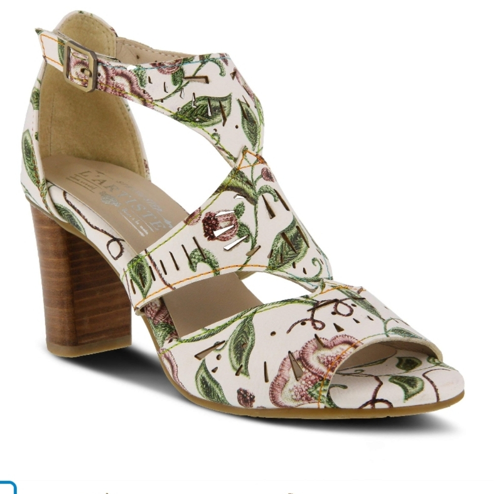 Floral Print Pink Block Heel Sandal